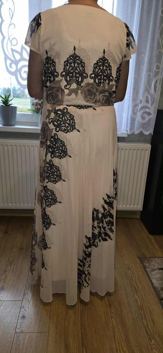 Sukienka damska maxi pudrowy róż rozmiar 50 na wesele