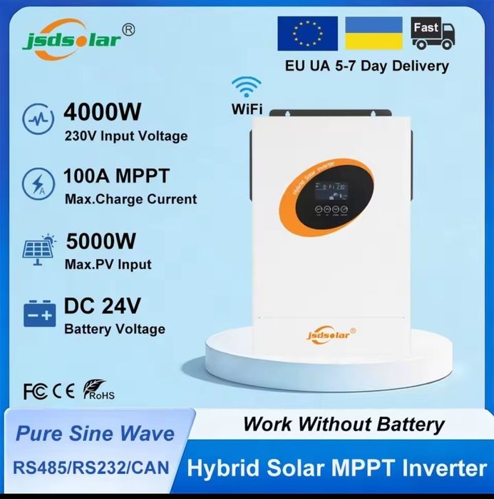 Гібридний сонячний інвертор Jsdsolar 4 кВт 24 В WIFI