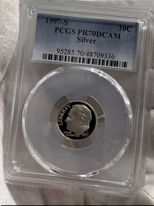 10 центів 1997р. S США. Рузвельт. Дайм. СРІБЛО. ПРУФ. СЛАБ