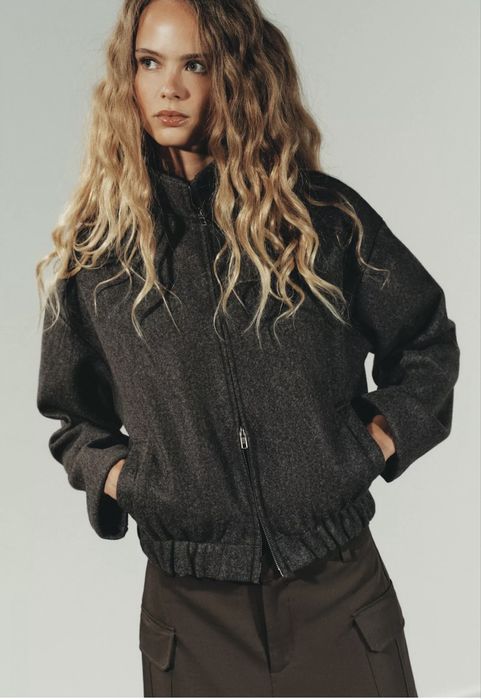 Курточка zara тренд актуальна шоколад s двухсторонній замок