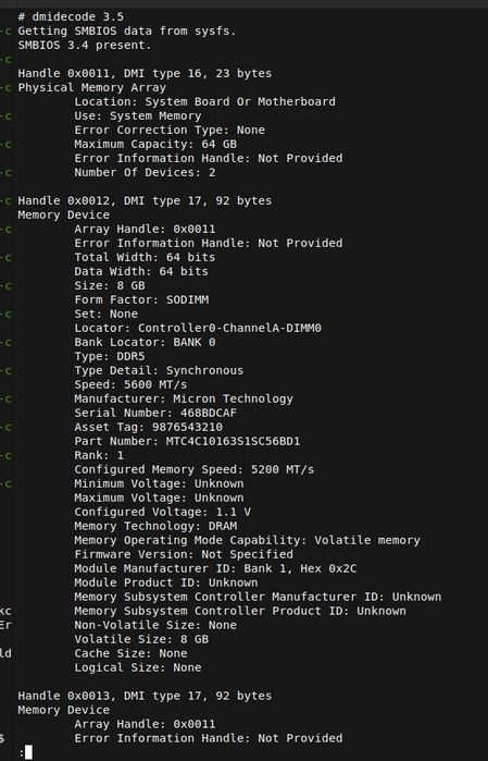 Оперативна памʼять RAM DDR5 8 Gb x2 5600 MHz SODIMM для ноутбука