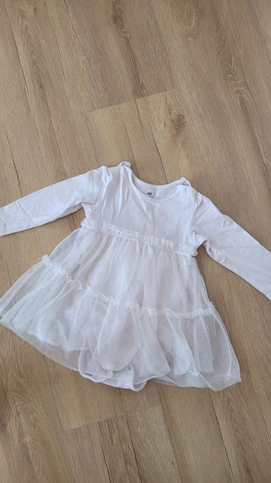 Sukienka body pudrowy roz H&M 74/80