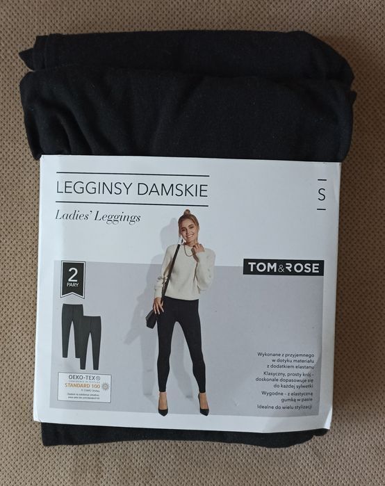Leginsy damskie 2-pak czarne bawełna S 36