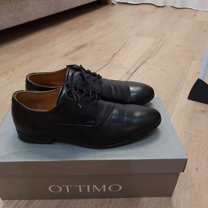 pantofle eleganckie czarne OTTIMO r.41 dł.wkł. 28cm idealny