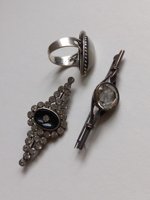 Кольца и брошь серебро 875проба звезда