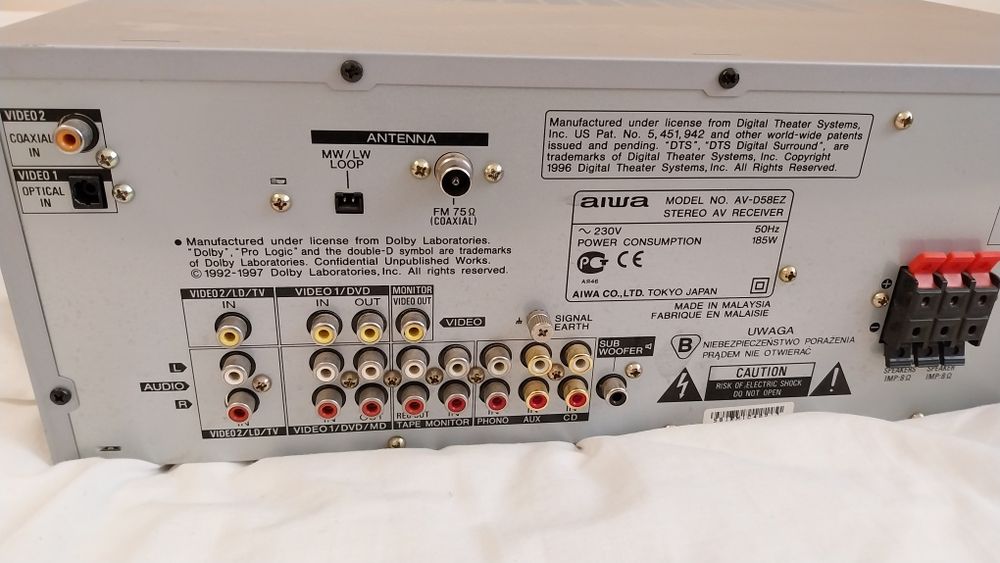 Amplituner 5.1 Aiwa AV-D58 z pilotem Srebrny (JEDYNY TAKI)