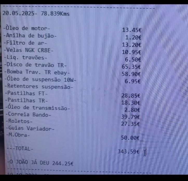 Vendo sym 125 - moto a andar mas com problema no motor