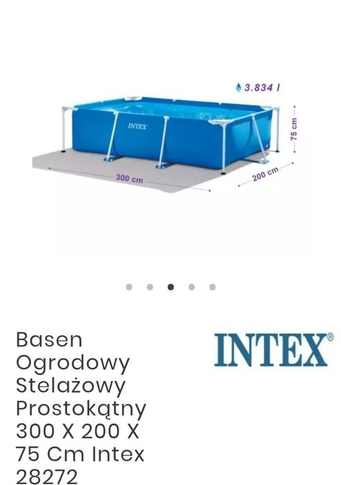 Basen ogrodowy o wymiarach 300 x 200 x 75 cm marki Intex