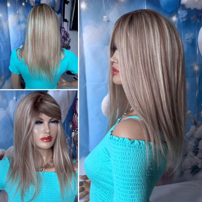 Натуральная большая накладка парик основа кожа шелк славянка блонд 50с