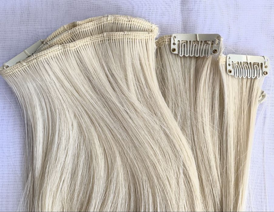 Platynowy blond zimny odcień włosy doczepiane clip in