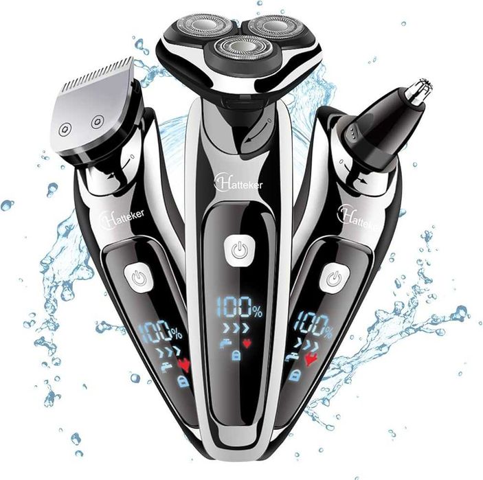 Męska golarka rotacyjna Hatteker 3w1 RSCX-9598A | Ekran LED | Wet&Dry