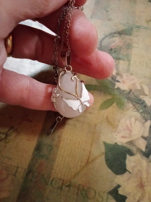 Colar Pendente Quartzo Rosa - Novo