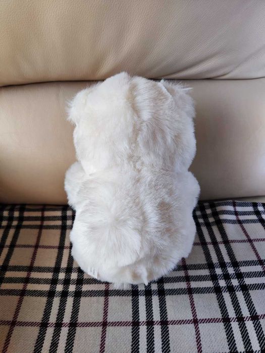 Urso de Peluche Branco com Laço Vermelho - 30 cm | Muito Macio