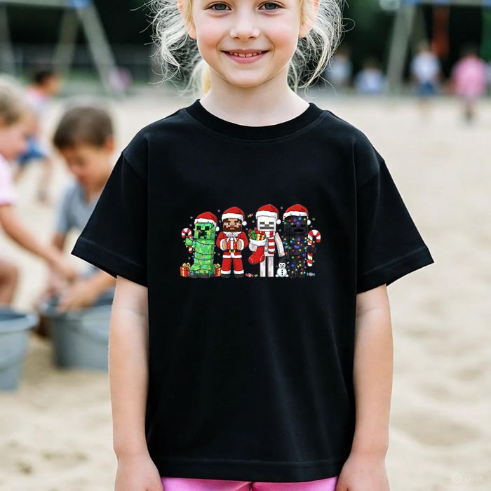 Koszulka dziecięca czarna świąteczne minecraft prezent święta 128