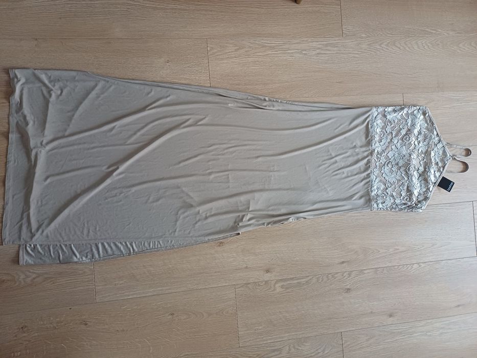 Sukienka długa S beżowa koronka, nowa