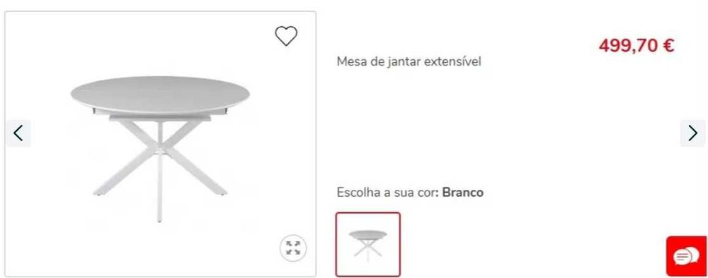 NOVA - Mesa branca extensível