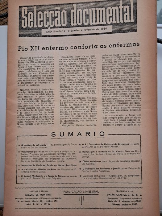 Selecção Documental-Anos 50-Estado Novo-Lt 10 Fascículos