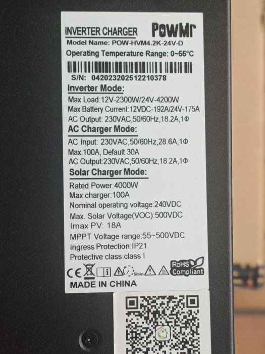 Гибридный Инвертор  перетворювач повмр powmr 6.2   4.2  kw