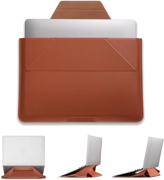 Skórzany pokrowiec na laptopa 15-16" Składany w stojak pod laptopa Brązowy 7739