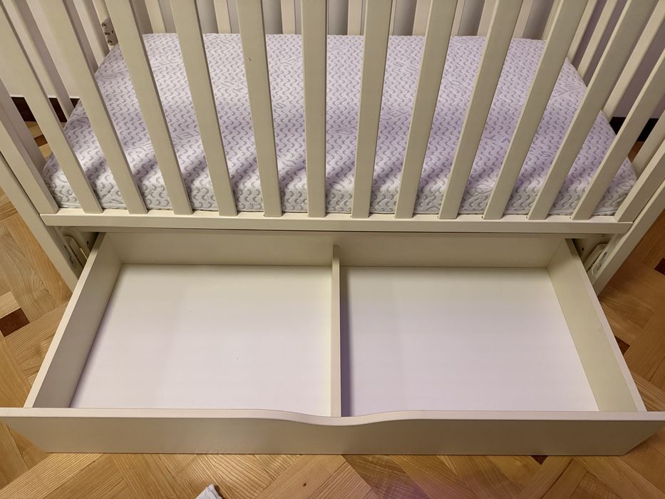 Ліжко дитяче колір слонова кістка + матрас