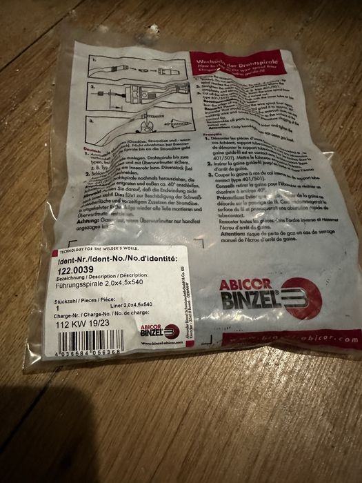 BINZEL prowadnik drutu spawalniczego / spirala  1-2mm 5,5m