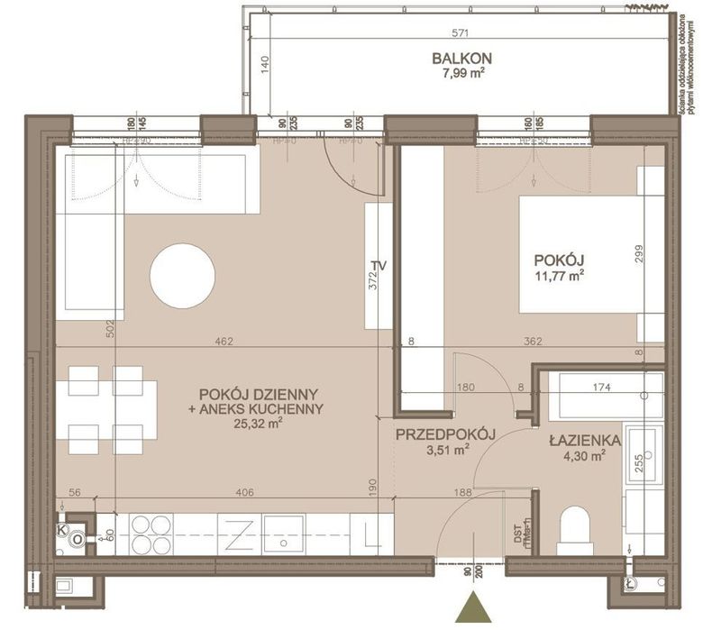 2-pokojowe mieszkanie 44,90 m2 + balkon