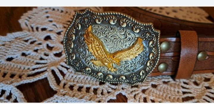 Pasek kowbojski vestern brazowy