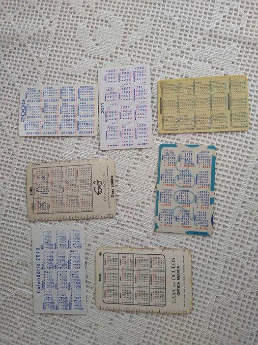 Calendários de Oculistas - 1981 / 1989 /1998 / 2005 / 2009