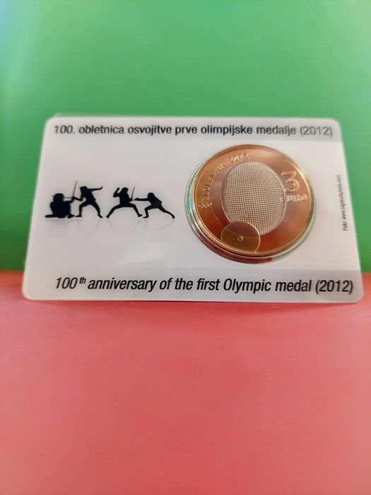 Moeda 3€ Eslovénia 100 da primeira medalha olímpica