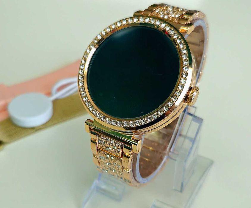 Smartwatch damski zegarek z kryształkami nowy zestaw bransoletka + pasek