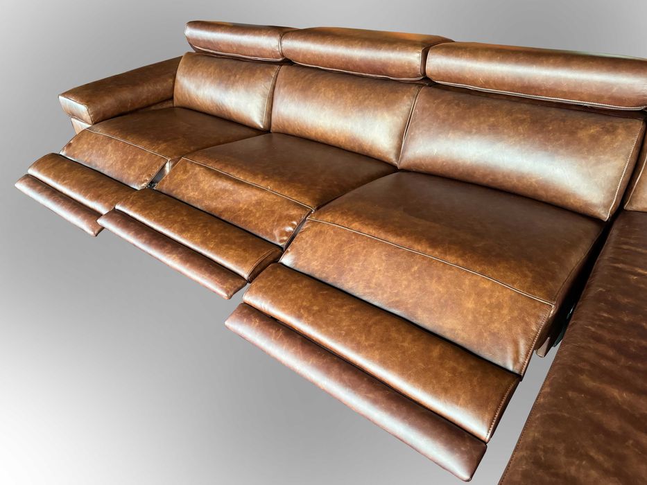 Sofá em pele castanho - Excelente estado