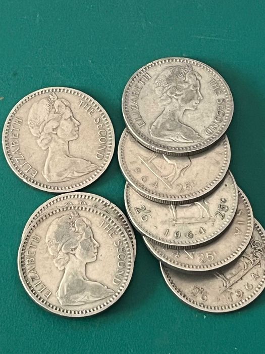 Moedas da Rodesia 1964, 2.5 shillings lote de 9 unidades