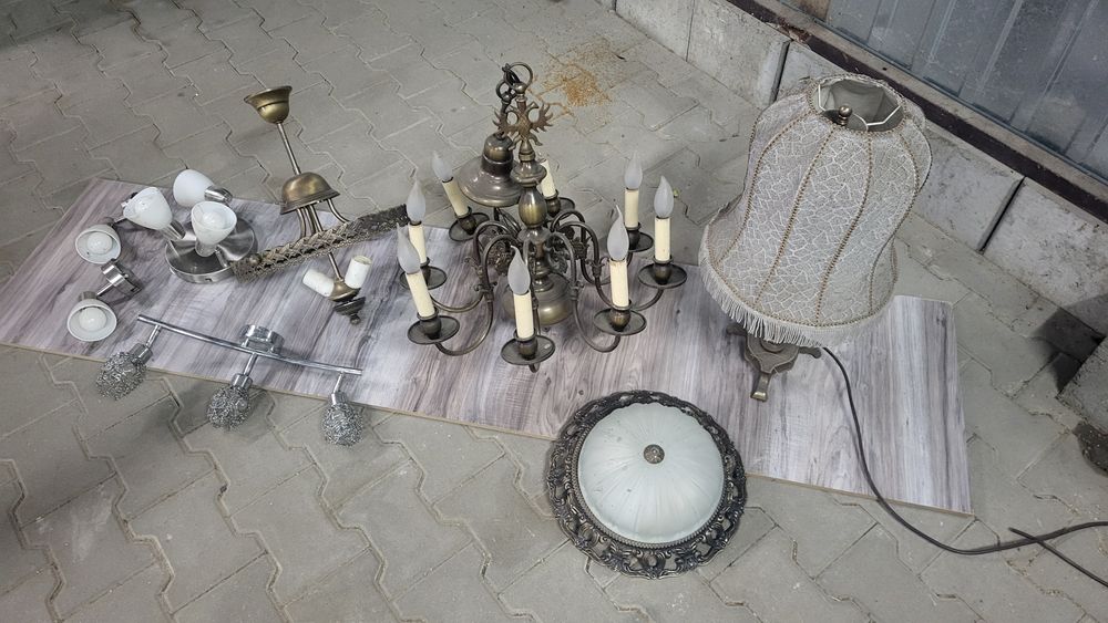 Lampy wiszące stojące i łazienkowe retro pakiet