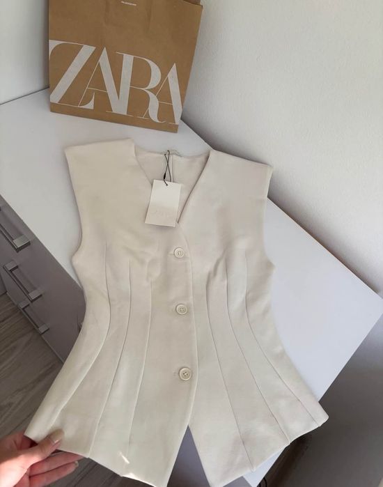 Костюм брючний приталений жилет+ облягаючі брюки XS-S ZARA