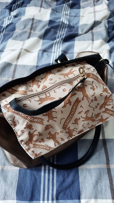 Longchamp kuferek torebka złota 20x20x35 uszy