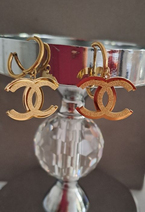 Przepiękne, duże kolczyki cc stal nierdzewna  lv ysl