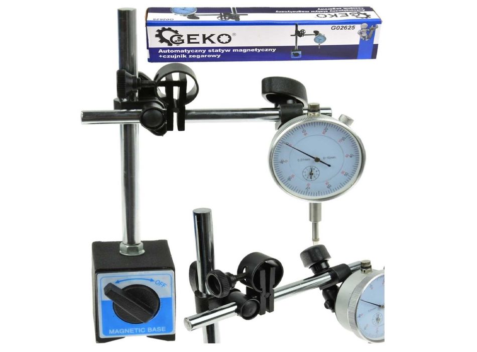 Czujnik zegarowy 0-10mm 0,01 mm na statywie magnetycznym 2070