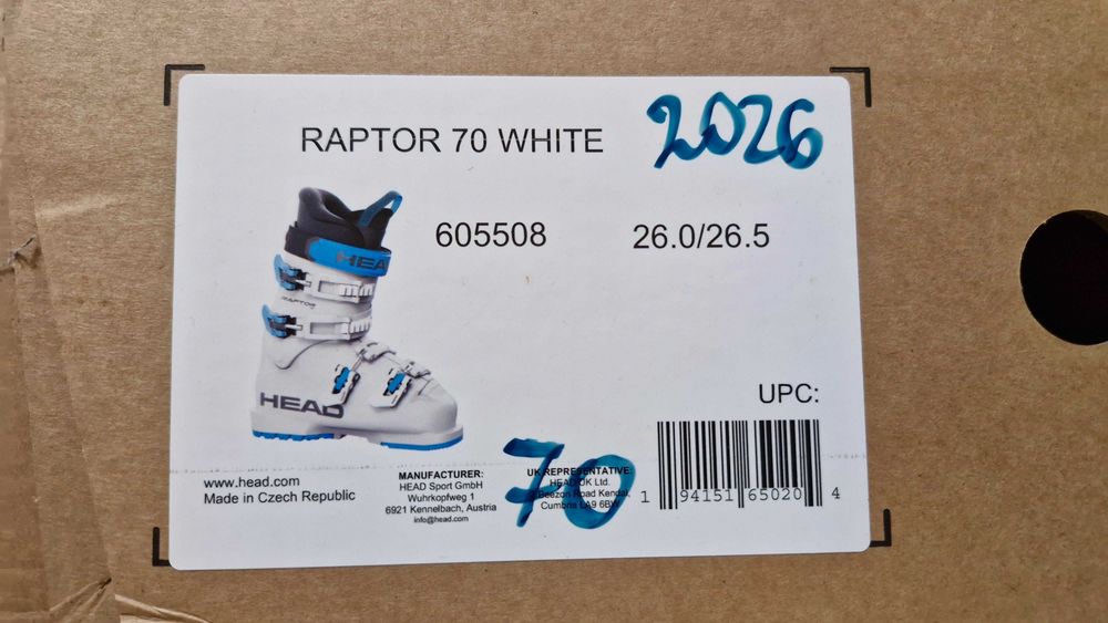 Buty narciarskie Head RAPTOR 70 WHITE 2026 rozmiar 26.0/26.5, stan bardzo dobry