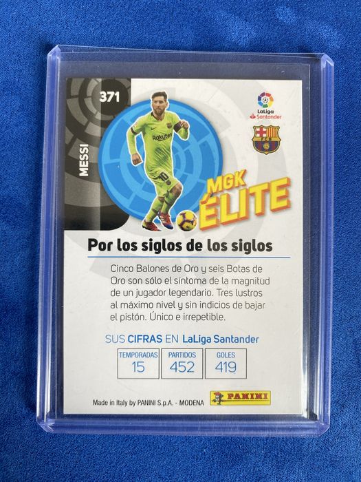 Carta Lionel Messi MGK Elite Panini Barcelona