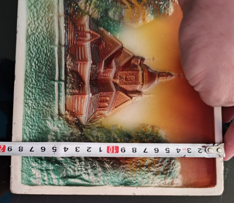 Kościół Wang w Karpaczu. Obrazek z gliny. PRL.