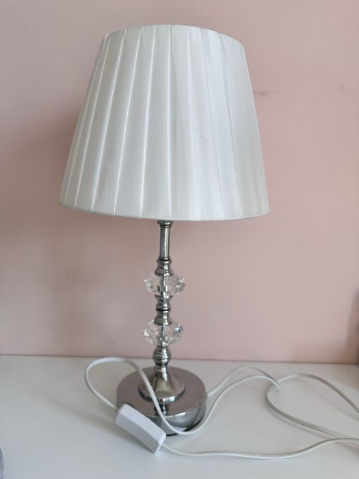 Lampka nocna glamour z krysztalami srebrna