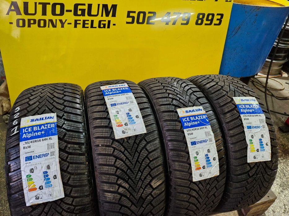 Opony Zimowe 195/45R16 Sailun ICE Blazer Alpine+ 4sztuki Montaż NOWE