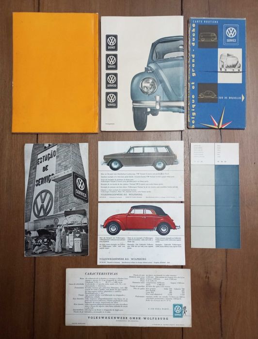 Antigas brochuras mapas catálogos VW Volkswagen