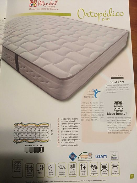 Colchão casal 200 x 160 Ortopédico Plus, NOVO