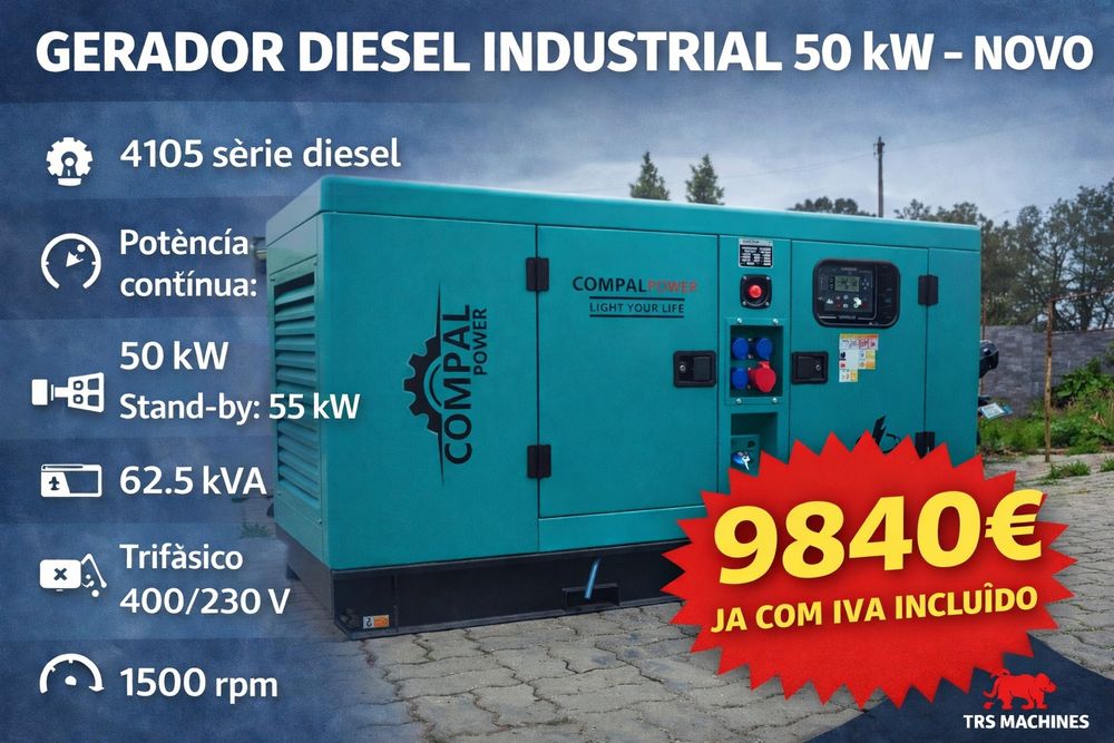 GERADOR diesel 50 kW – NOVO