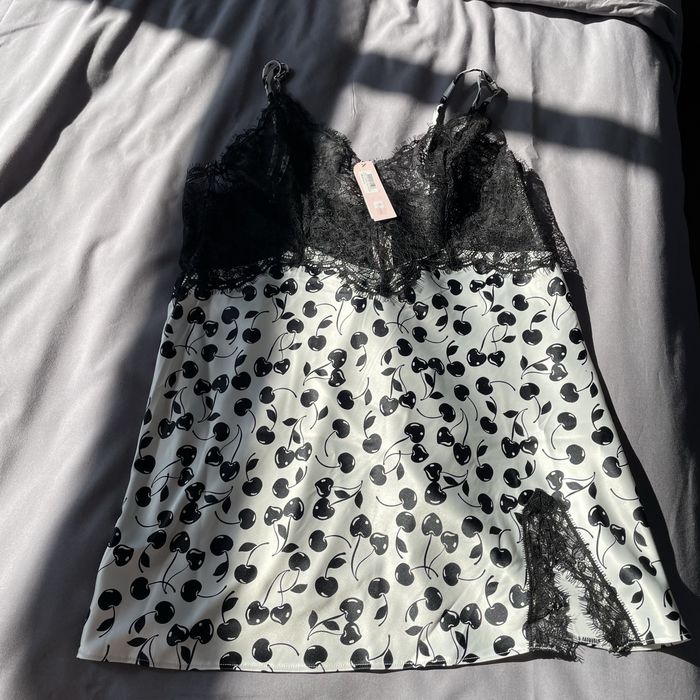 Пеньюар very sexy black&white lace plunge slip