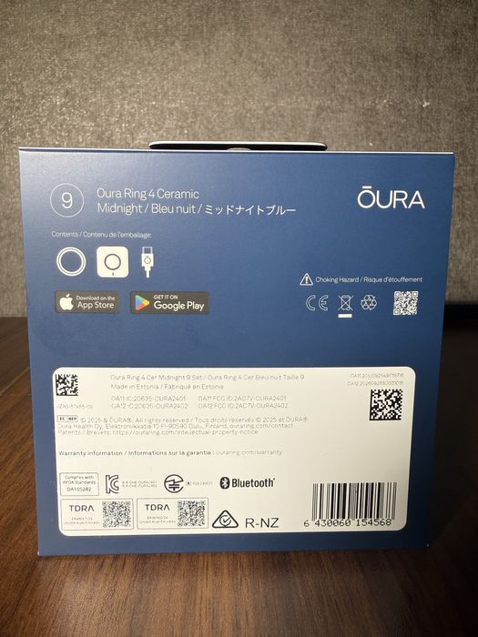 Смарт-кільце Oura Ring 4 Silver / Gold / Ceramic Midnight Size 9-10