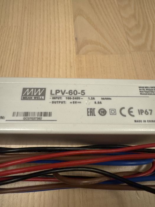 Zasilacz led mean well lpv-60-5 5v 1.2A 40W