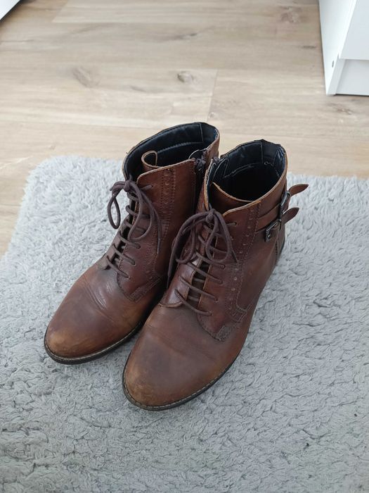 Trzewiki damskie retro r 36 brązowe kozaczki półbuty
