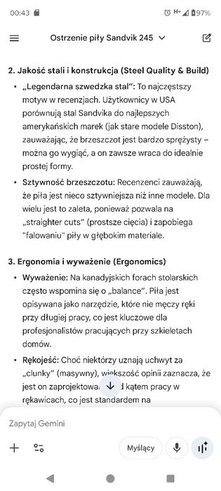Sandvik 245  Szwedzka topowa piła ręczna, długość ostrza 45 cm